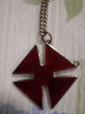 Deep Red Geometric Pendant Necklace - Unbranded